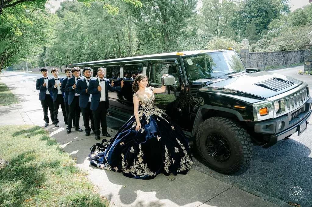 Black Hummer H2 Limousine exterior shot Black Hummer H2 Limousine exterior shot