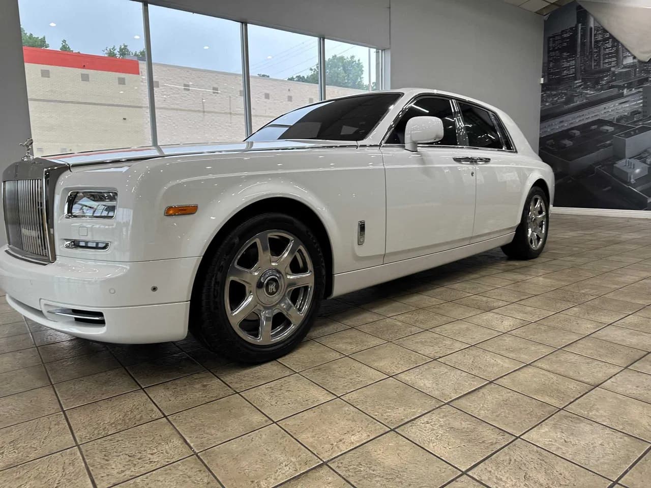 White Rolls-Royce Phantom exterior shot White Rolls-Royce Phantom exterior shot