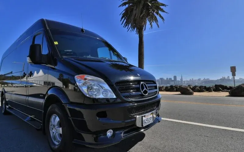 12 Passenger Mercedes-Benz Sprinter Limousine offered for party bus rental