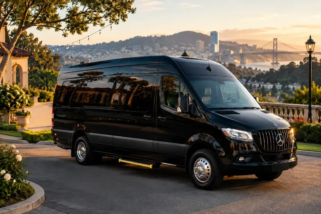 14 Pax Sprinter Party Bus Black 14 Pax Sprinter Party Bus for party bus rental
