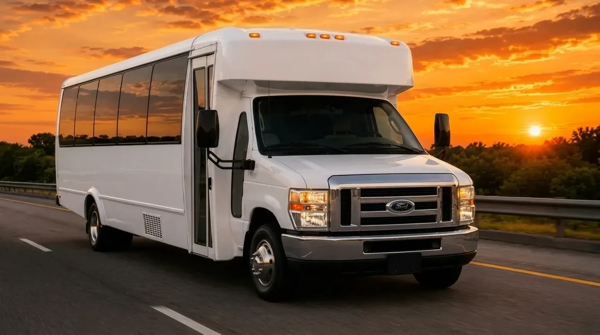 20 Passenger Party Bus White 20 Passenger Party Bus offered for party bus rental
