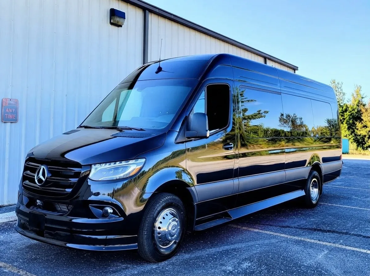 2025 Mercedes-Benz Sprinter Limousine (Sebastian) Black 2025 Mercedes-Benz Sprinter Limousine (Sebastian) offered for party bus rental