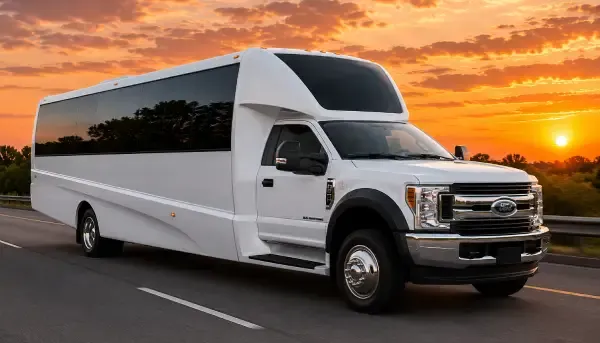 26 Passenger Party Bus White 26 Passenger Party Bus offered for party bus rental