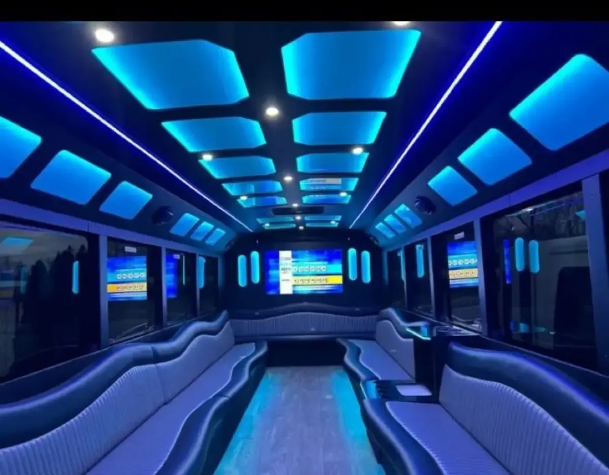 Blue 30-Passenger Party Bus for party bus rental