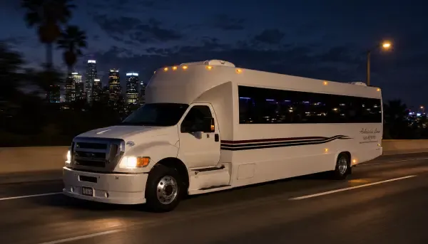 34 Passenger Party Bus White 34 Passenger Party Bus offered for party bus rental
