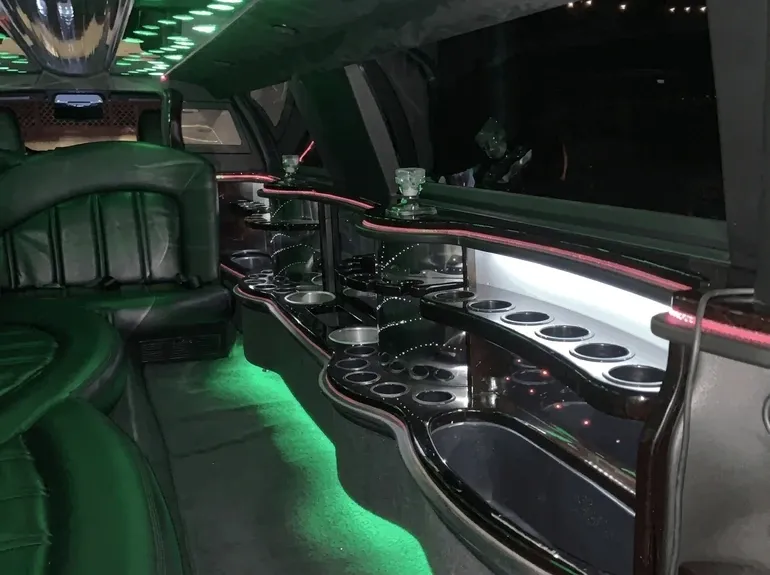 White Black Chrysler Limousine offered for limo rental