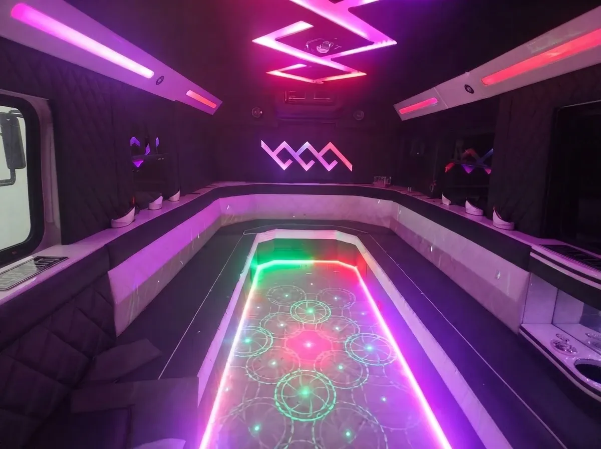Black Mini Party Bus offered for party bus rental