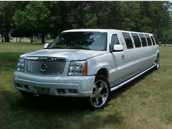 White Cadillac Escalade Limousine offered for limo rental