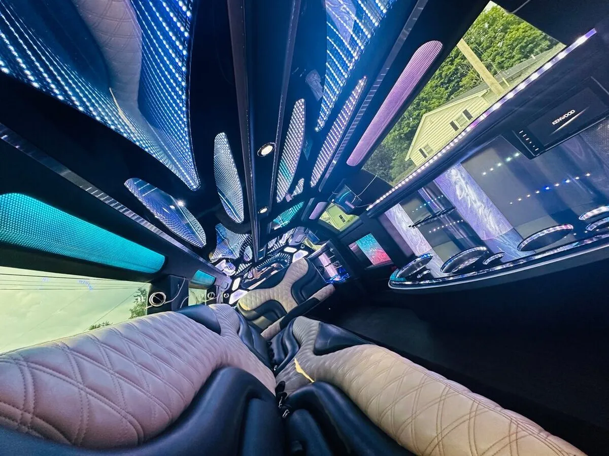 Chrysler 300 Jet Doors interior shot — LED accent lighting, LED ceiling lighting and bar area