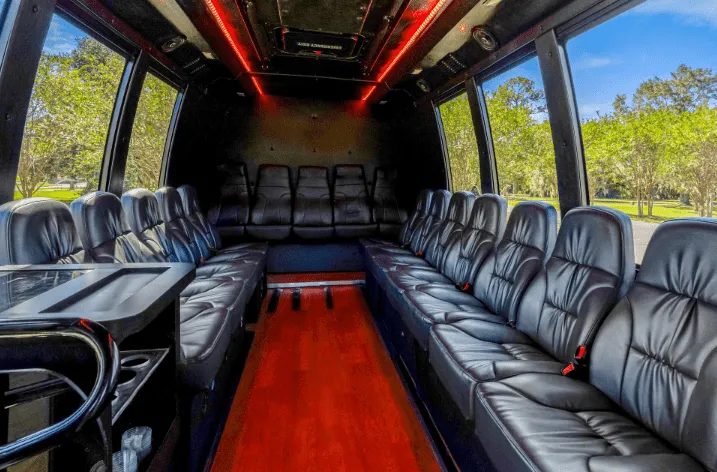 Executive Limo Bus interior for party bus rental Executive Limo Bus interior for party bus rental