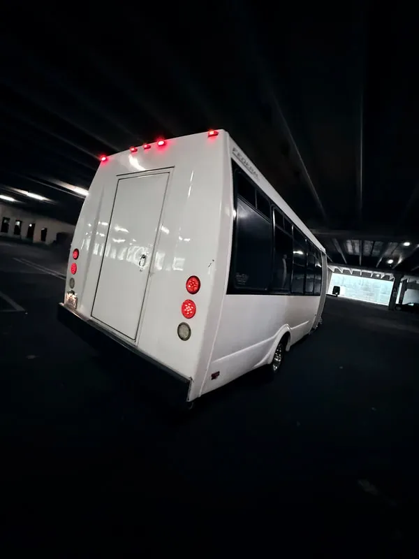 White Ford E-450 Series Party Bus exterior shot