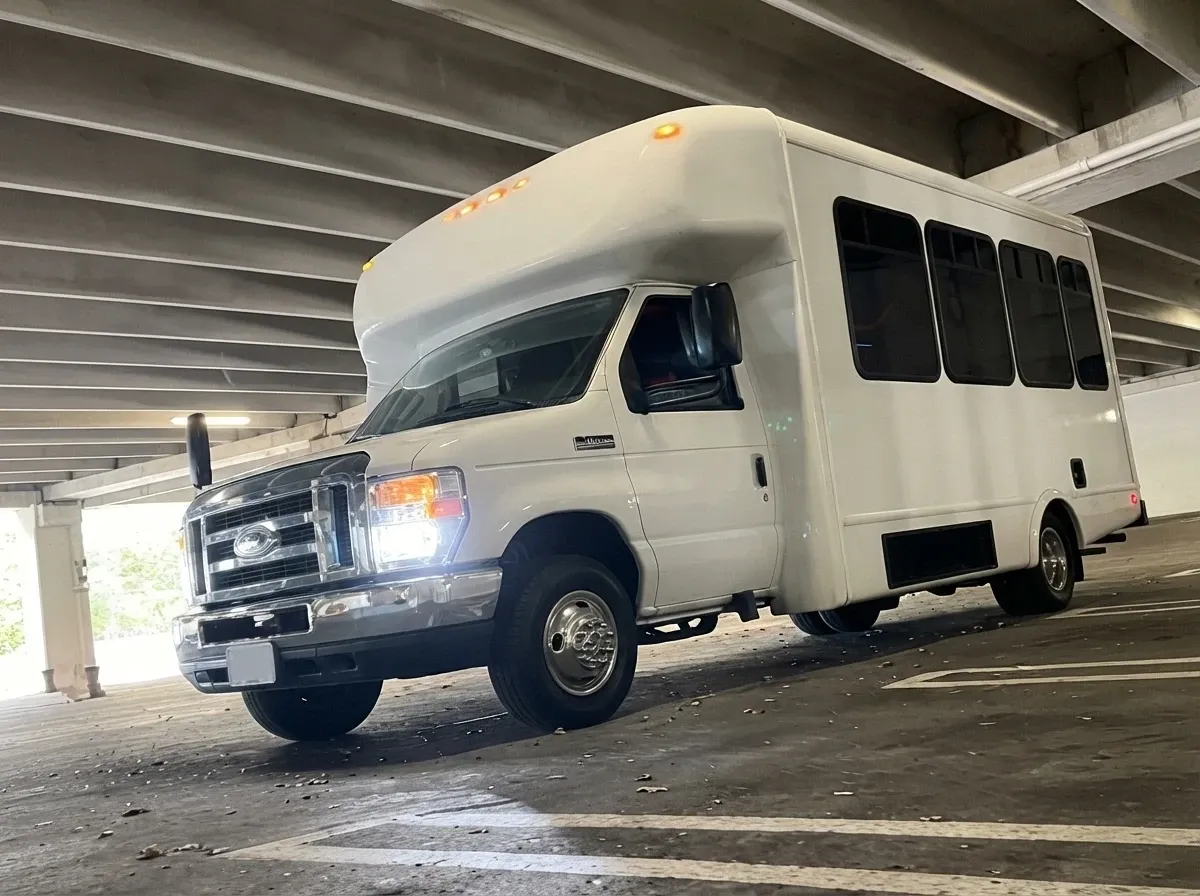 White Ford E-450 Series Party Bus offered for party bus rental