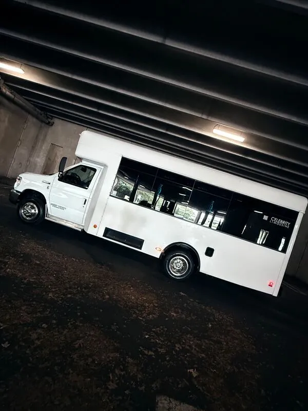 White Ford E-450 Series Party Bus exterior shot no. 6
