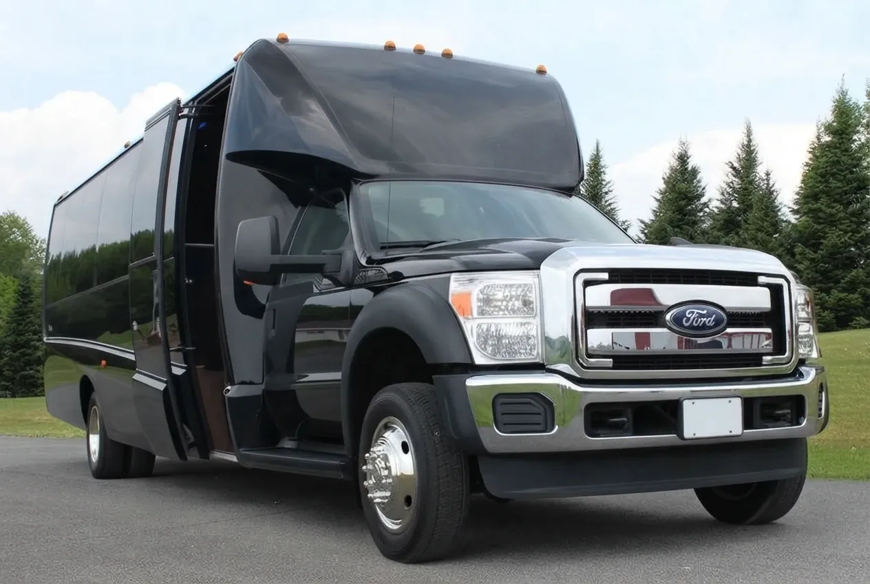 Black Ford F550 Party Bus Limousine offered for party bus rental
