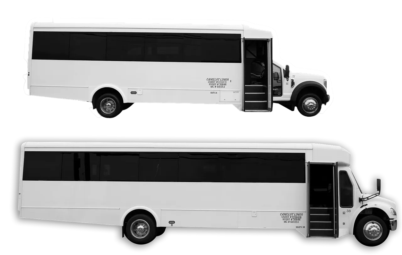 White Limo Bus exterior, photo 3 for party bus rental