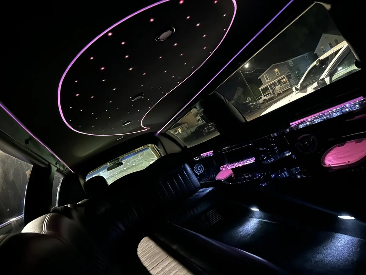 Lincoln Town CAR Limousine interior with starlight or fiber-optic ceiling, photo 4 for limo rental in Oswego County, NY
