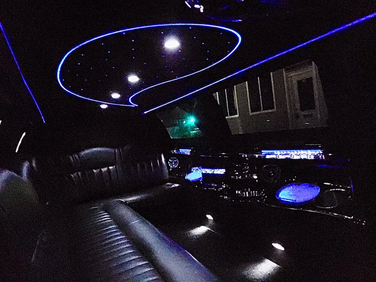Lincoln Town CAR Limousine interior with starlight or fiber-optic ceiling, photo 6 for limo rental in Oswego County, NY