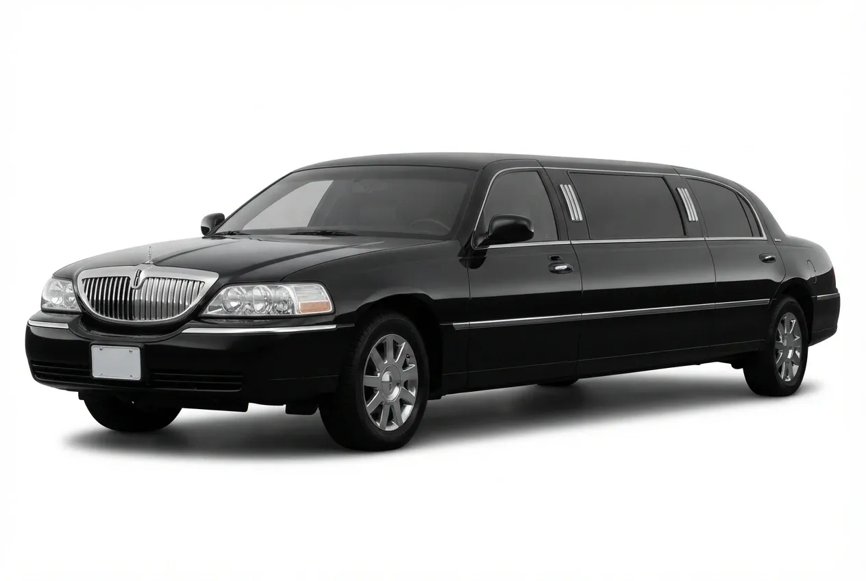 Black Lincoln Town Car Stretch Limousine offered for limo rental