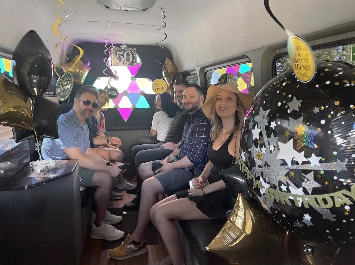 Mercedes-Benz Sprinter Limousine Black Mercedes-Benz Sprinter Limousine offered for party bus rental
