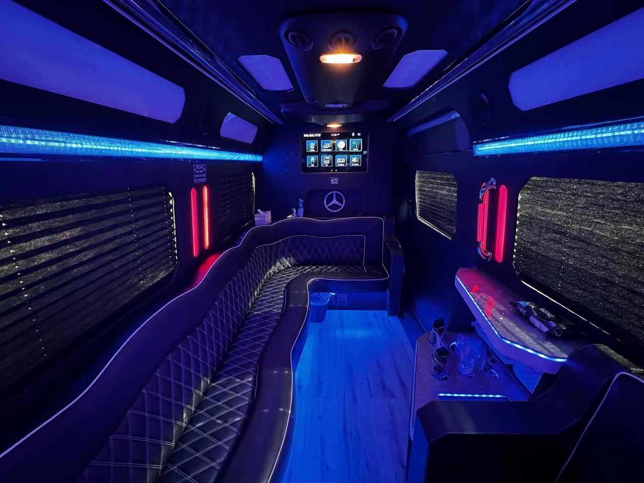 Silver Mercedes-Benz Sprinter Party Limousine Bus no. 9