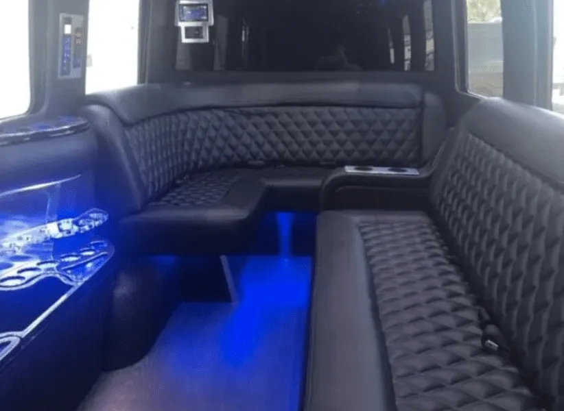 Mercedes Limo Sprinter interior for party bus rental Mercedes Limo Sprinter interior for party bus rental