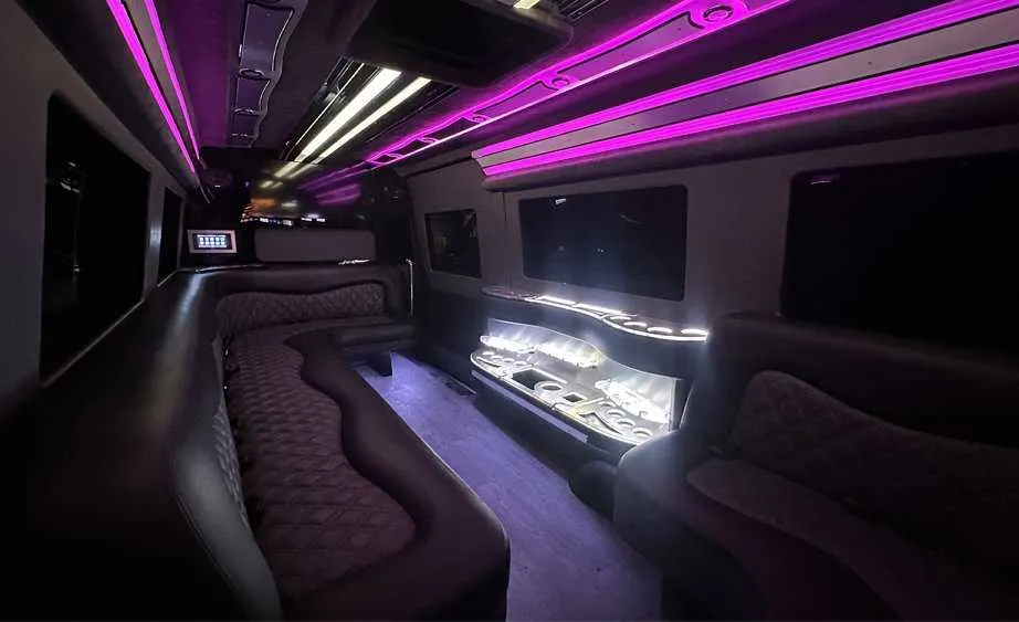 Mercedes Sprinter Limo interior, photo 3 for party bus rental in Elverta, CA