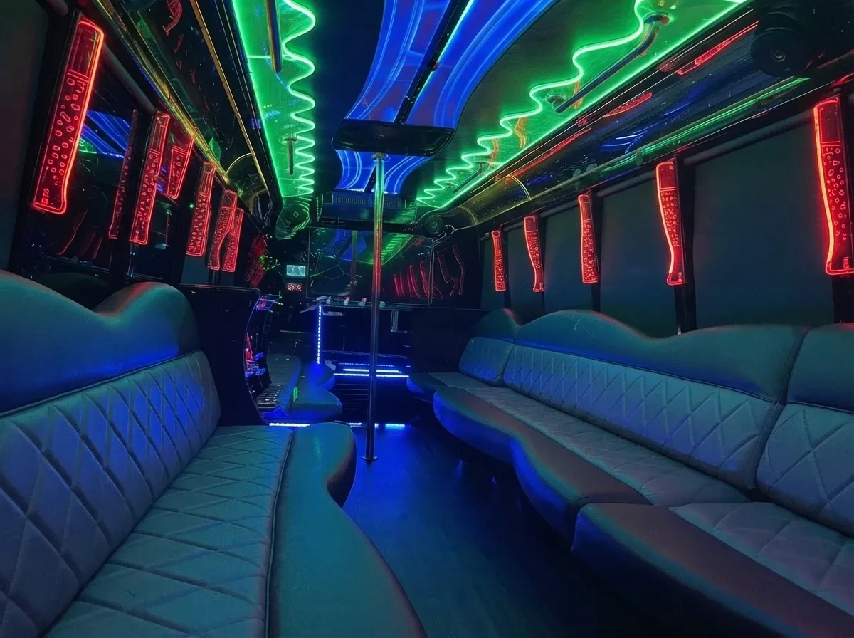 30 Passenger Party Bus White 30 Passenger Party Bus offered for party bus rental
