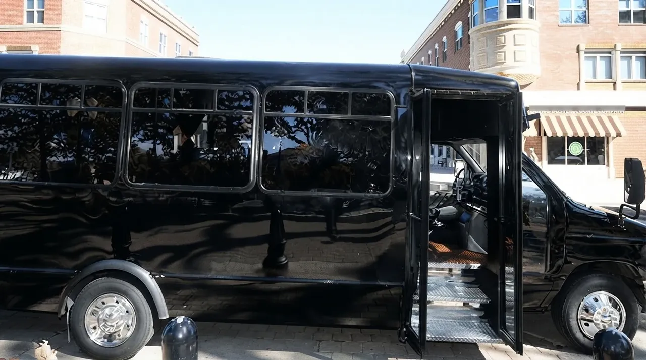 Black 18 Passenger Party Bus offered for party bus rental