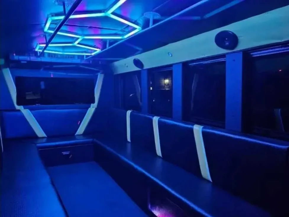 Party Time Bus White Party Time Bus offered for party bus rental