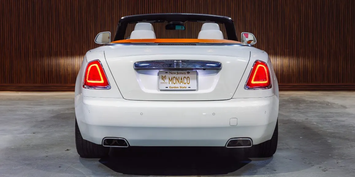 White Rolls-Royce Dawn (Hermes) exterior shot no. 5 — convertible roof