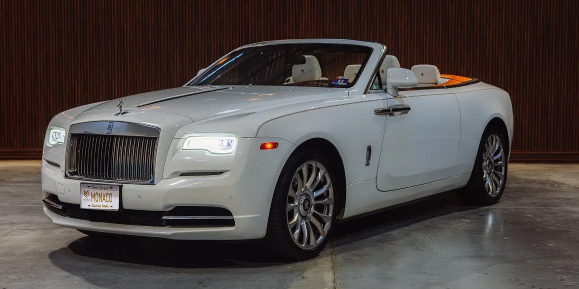 White Rolls-Royce Dawn (Hermes) — convertible roof