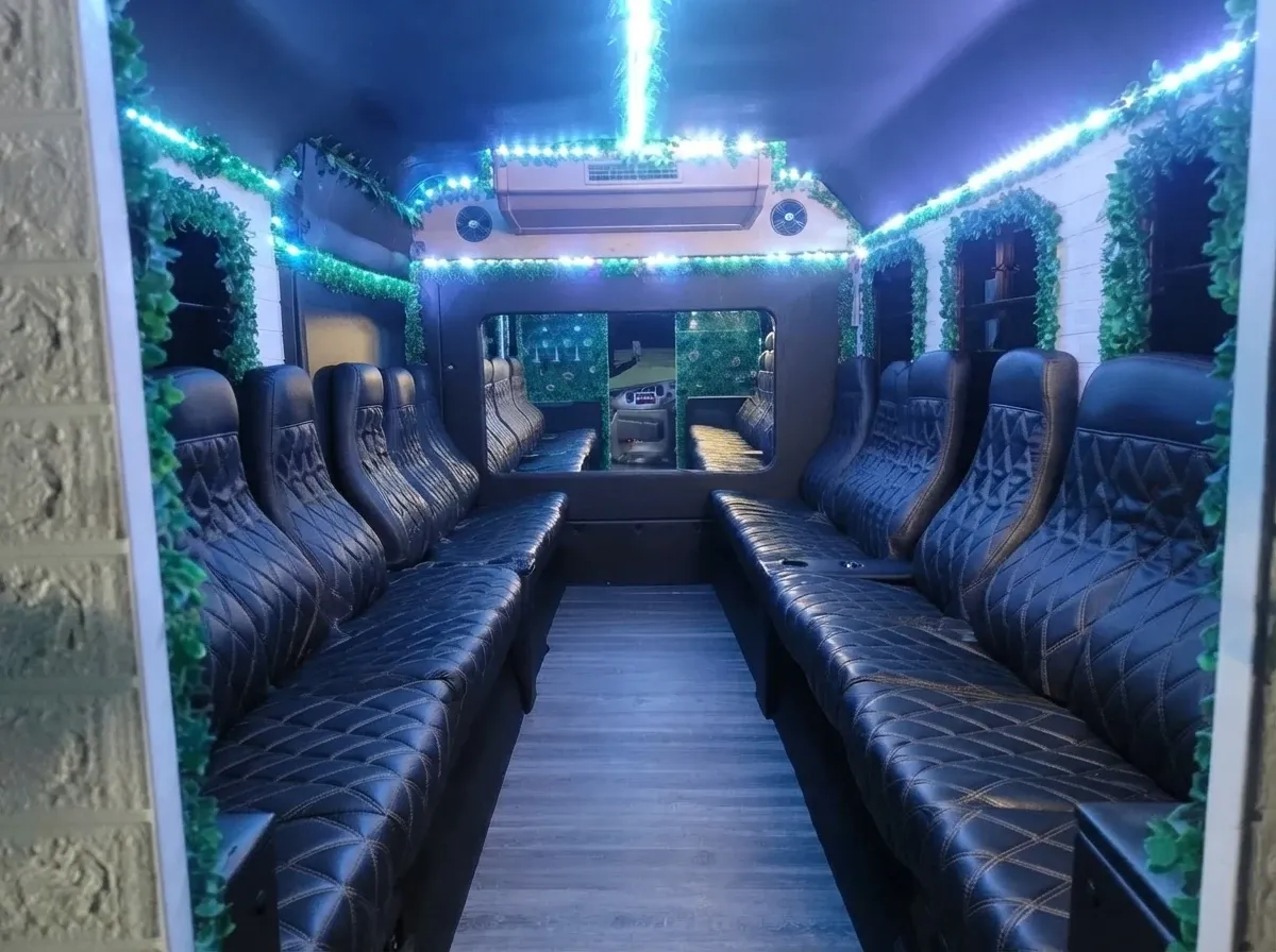 Pink Rose Party Bus offered for party bus rental