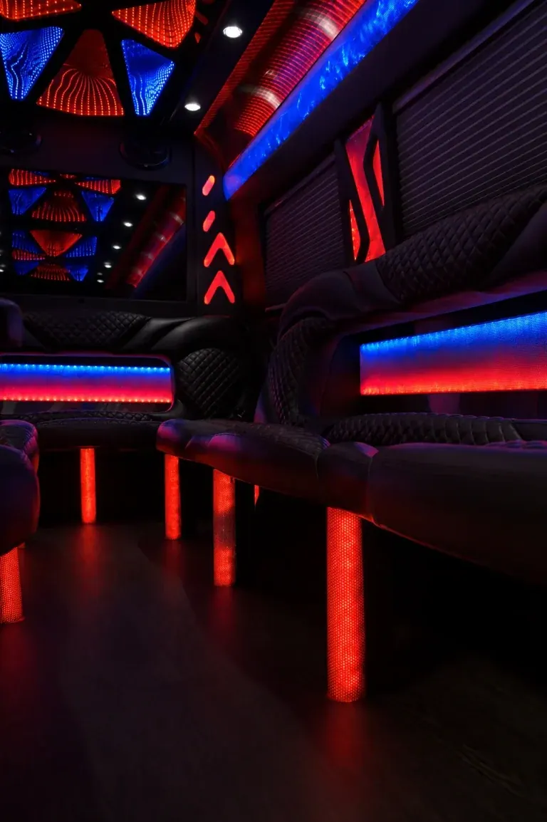 Mercedes Sprinter Limousine interior for limo rental in LeFlore County, OK