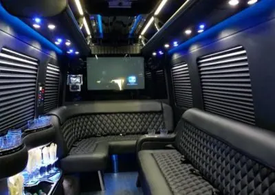 Mercedes-Benz Sprinter Limousine interior for limo rental in Somerset, NJ